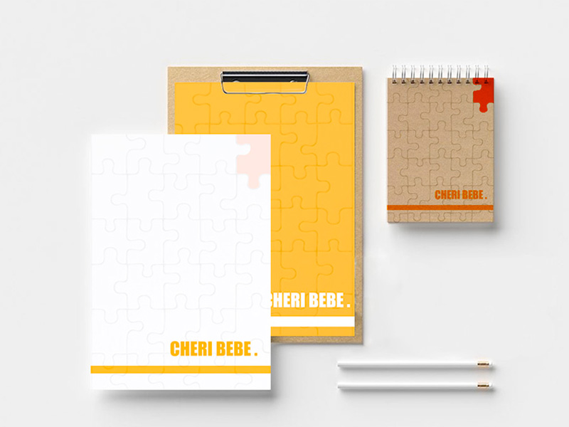 Papier à lettre identité visuelle de la marque Chéri Bébé